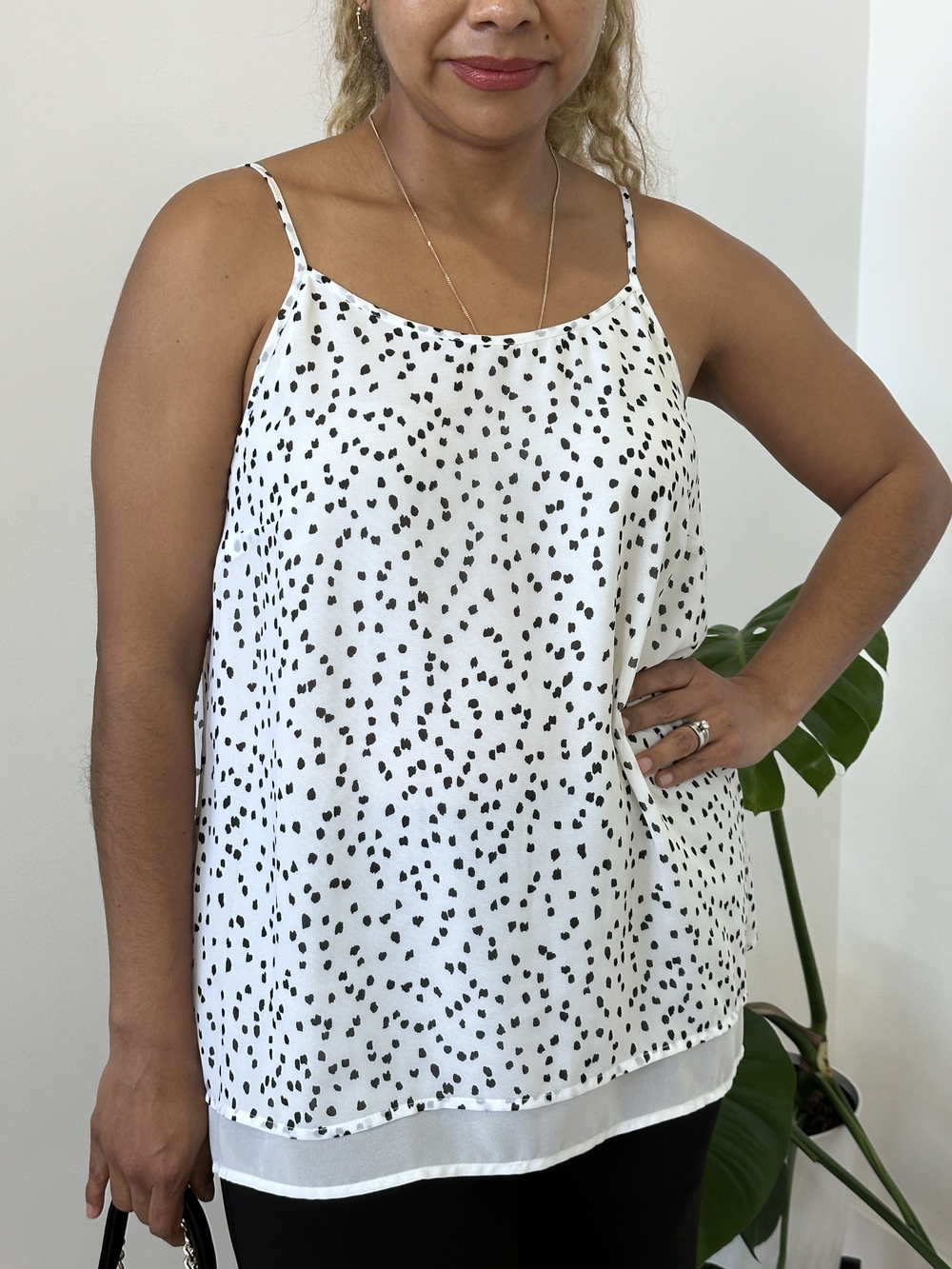 Kensie Women's White Polka Dot Cow Camisole Halter Top Sz M Summer Coquette Soft